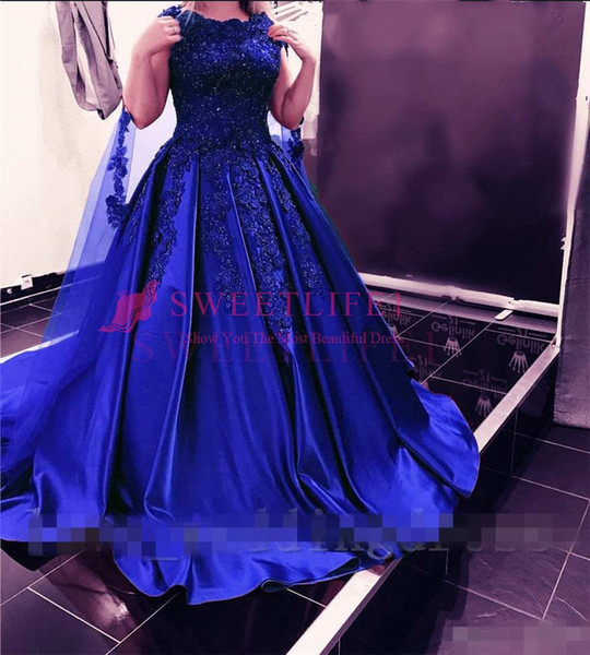 Royal Blue Beaded Appliques Evening Dresses Sleeveless Ball Gown Stain Sweet 16 18 Formal Occasion Prom Occasion Dresses Custom Made