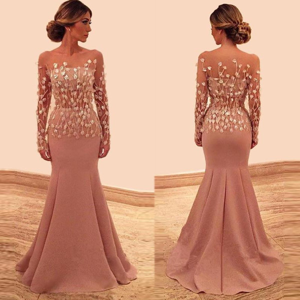 Elegant Sheer Neck Evening Dresses Mermaid Sexy Illusion Formal Occasion Prom Party Wear Saudi Arabia robes de soirée