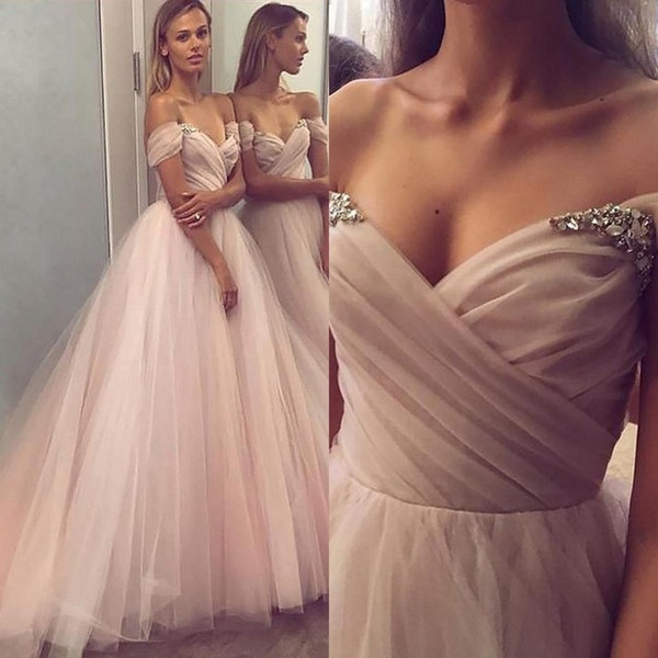 Graceful Tulle Princess Evening Dress Boat Neck Off The Shoulder Long Formal Dresses High Quality Special Occasion Gowns