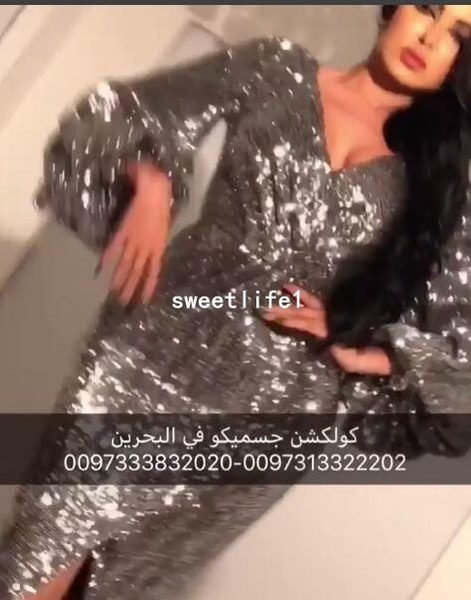 Yousef_Aljasmi Sparkly Sequins V Neck Evening Dresses 3/4 Long Sleeve Front Slit Dubai Arabic Style Prom Dresses Custom Made