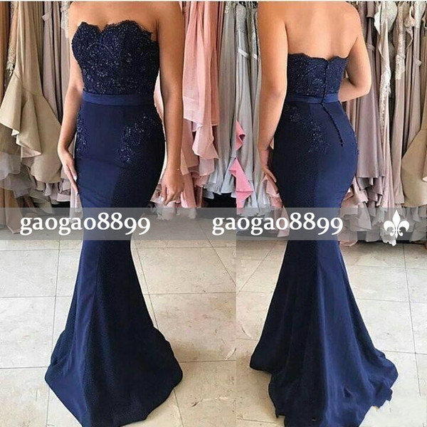 High Quality Sexy Navy Blue Mermaid Prom Dresses Elegant Sweetheart Long Evening Wear Party Gowns Formal Dresses Party Evening