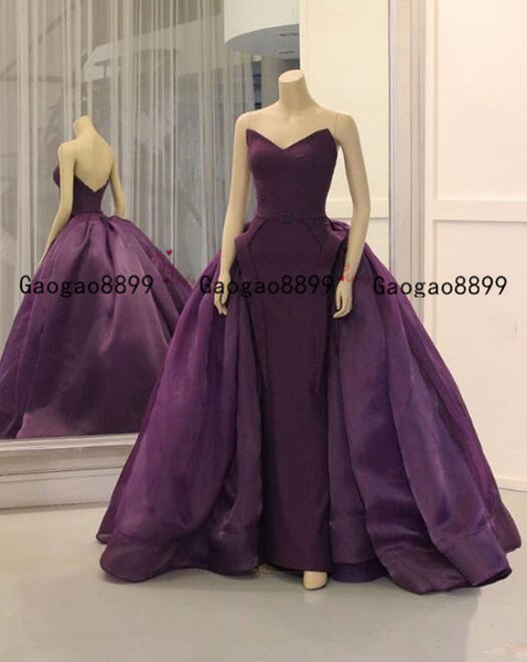 gorgeous sheath Evening Dresses with detachabled train custom made sweep train stain luxury Formal Prom Party Gowns