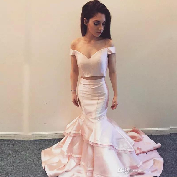 Sexy Two Pieces Formal Evening Dresses Off the Shoulder Sweetheart Mermaid Queen Prom Party Gowns DTJ