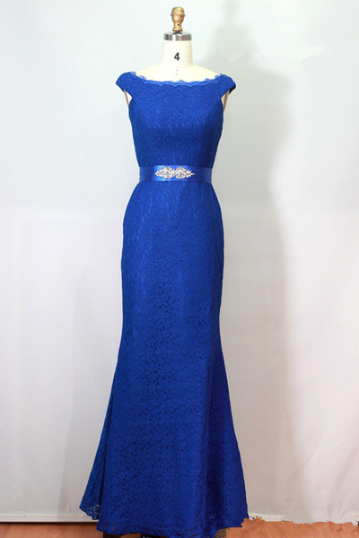 Royal Blue Lace Mermaid Evening Dresses Floor Length Evening Gowns Long Party Dress robe de soiree