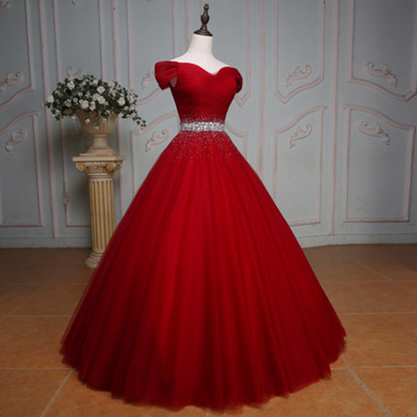 Beaded Off Shoulder Evening Dresses Dark Red Long Evening Gowns Lace Up Party Dress Elegant Abiti Da Sera