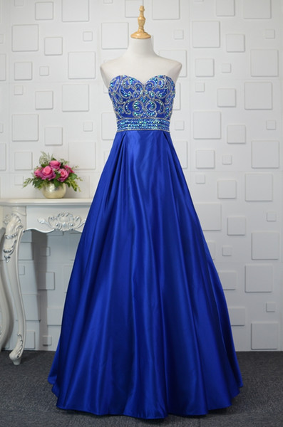 Major Beading Evening Dresses Royal Blue Sexy Sweetheart Abendkleider Evening Gowns Floor Length Formal Dresses