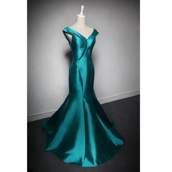 Peacock Mermaid Boat Neck Pleated Long Stain Evening Dress Lace Up Evening Gowns Custom Made