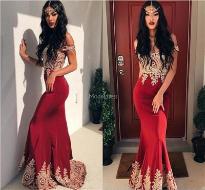 Unique Design Mermaid Evening Dresses Off Shoulder Appliques Sweep Train Formal Party Prom Gowns Stylish Special Occasion Dress Hot Vestidos