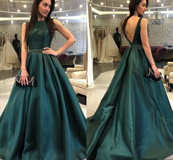 Elegant Evening Dresses Backless Sweep Train A Line Simple Special Occasion Dresses Plus Size Formal Party Prom Gown Vestidos De Fiesta