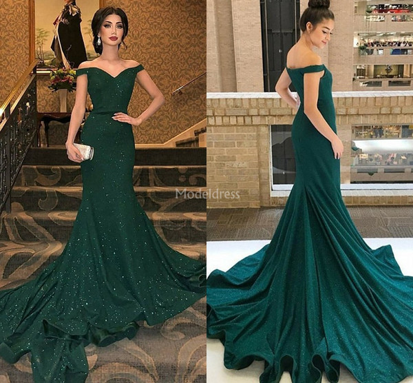 Arabric Biling Mermaid Evening Dresses Off Shoulder Sweep Train Stylish Special Occasion Dress Plus Size Formal Party Prom Gown Vestido