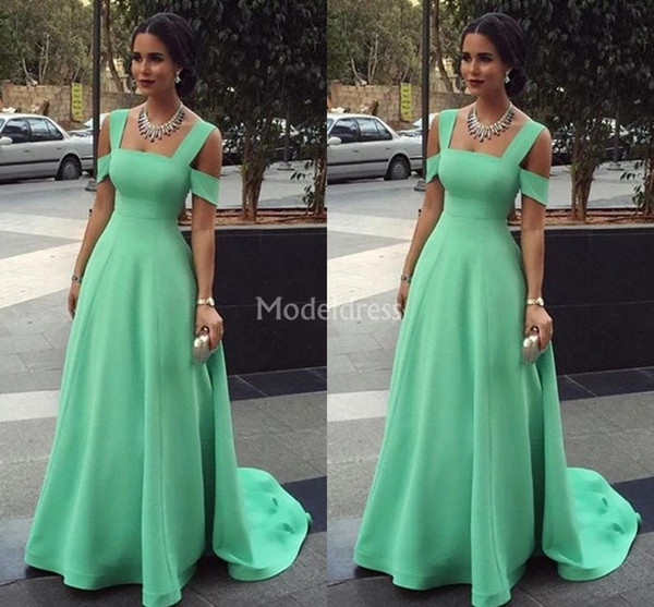 Elegant Evening Dresses Sweep Train Simple Formal Party Prom Gowns A Line Special Occasion Dresses Cheap Stylish Vestidos De Fiesta Custom