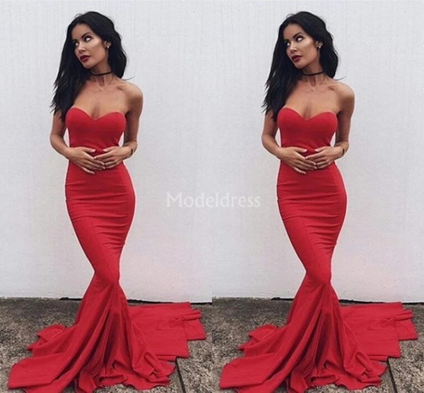 Sexy Mermaid Evening Dresses Strapless Sweep Train Special Occasion Dress Elegant Formal Party Prom Gowns Cheap Chic Vestidos De Fiesta