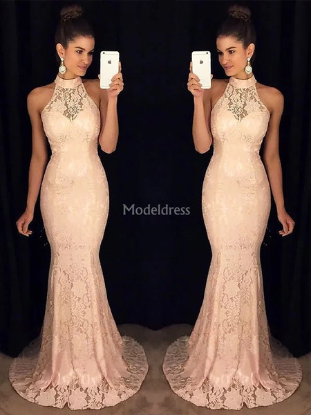 Elegant Mermaid Lace Evening Dresses Illusion Sweep Train Classic Formal Party Prom Gowns Modern Special Occasion Dresses Chic Vestidos