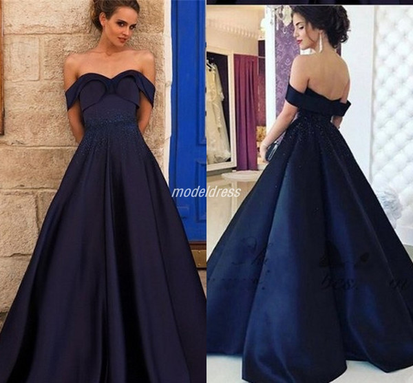 Elegant Evening Formal Dresses Off Shoulder Sweep Train Beads Formal Prom Party Gowns Celebrity Dress Special Occasion Dress Plus Size