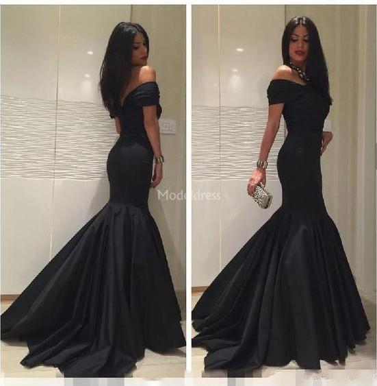 Arabric Mermaid Evening Dresses Off Shoulder Backless Sweep Strain Special Occasion Dresses Black Girl Formal Party Prom Gowns Chic Vestidos