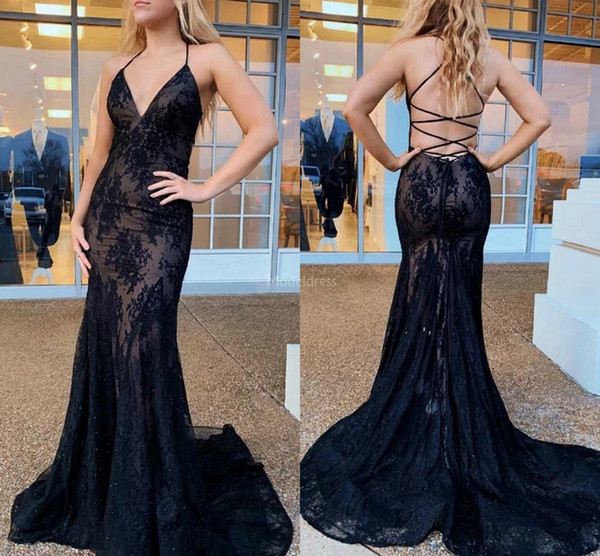 Modern Lace Mermaid Evening Dresses Deep V-Neck Beads Sweep Train Special Occasion Dresses Gorgeous Formal Party Evening Gowns Vestidos