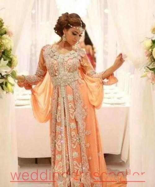 Arabic Style Luxury Evening Dresses Beading Sequins Crystal Sparkly Illusion Long Sleeve Formal Evening Gowns Robes de soiree dubai