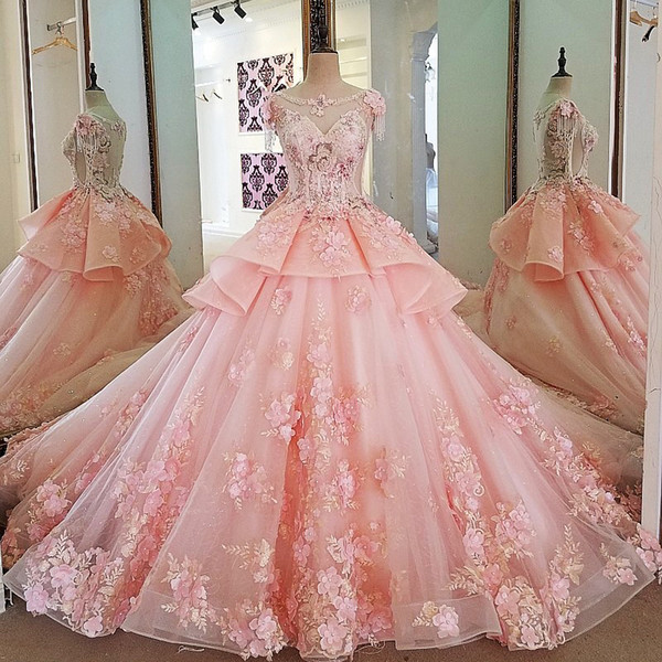 2022Evening Dress Lace Beading Ball Gown Long Party Formal Dress Organza Pink Prom Dress Real Photos Robes De FêTe Zuhair Murad Caftan