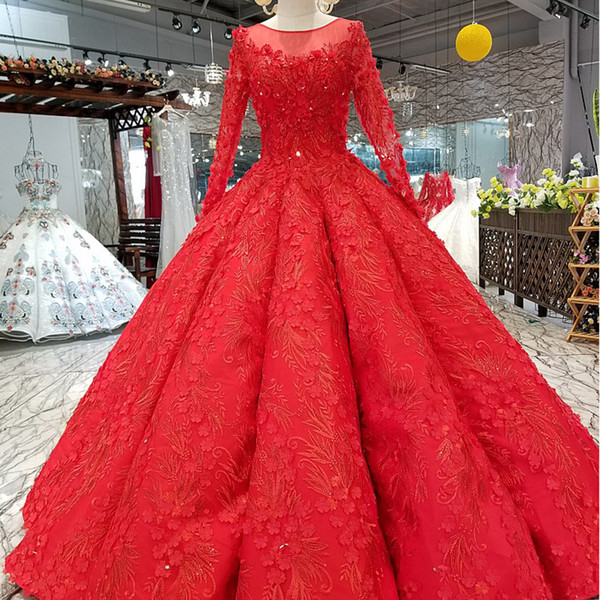 2022Newest Red Muslim Puffy Vintage Evening Dress Long Sleeves O Neck Floor Length Women Occasion Swollen Luxury Dress Evening Party Dress