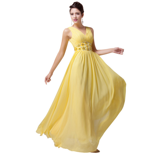 Custom Made Plus Size Yellow Backless Evening Dresses Long V Neck Prom Gowns Formal Dress Dinner Party Robe De Soiree