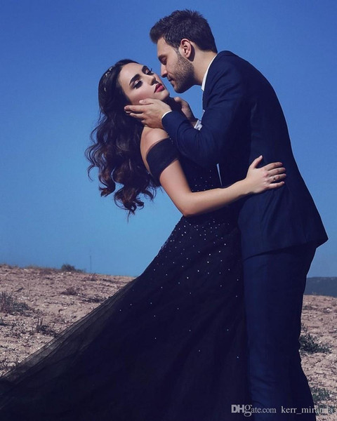 Custom Made Plus Sizes Off Shoulder Navy Blue Evening Dresses Elegant Saudi Arabic Prom Dresses Formal Evening Gowns