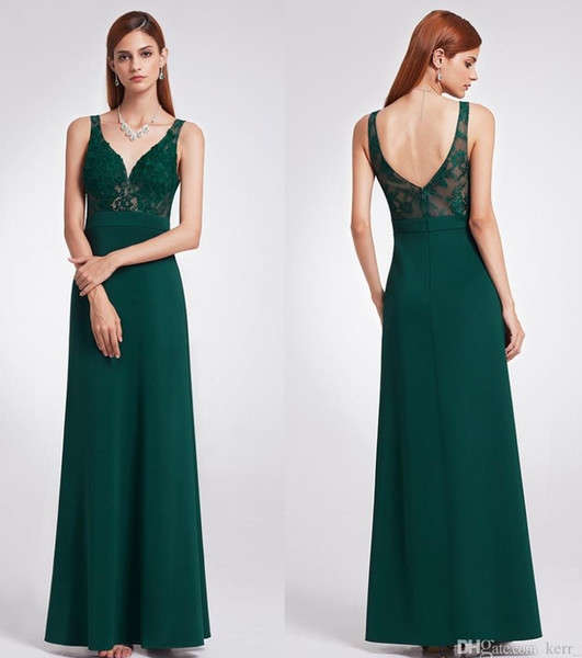 High Quality Work Evening Dresses Elegant Shoulder Thin Large Dark Green V Sexy High Waist A Word Dresses Long Bridesmaid Dresses HY147