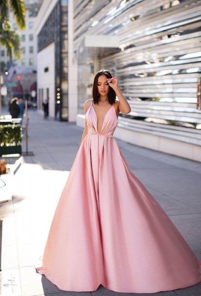 Custom Made Pink A-line Prom Evening Dresses Long Spaghetti Backless Formal Party Gown Plus Size Pageant Bridesmaid Dresses