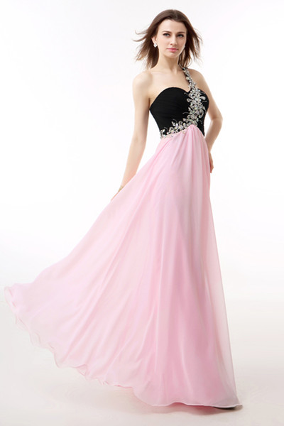 High Quality Pink Single Shoulder Dresses Formal Evening Dresses European And American Long Style Bridesmaid Prom Dresses HY026