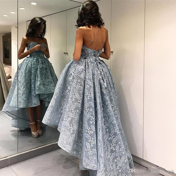 Custom Made High-Low Strapless Chic Ball-Gown Sleeveless Modern Evening Dresses Vestidos De Noiva Formal Prom Party Gowns