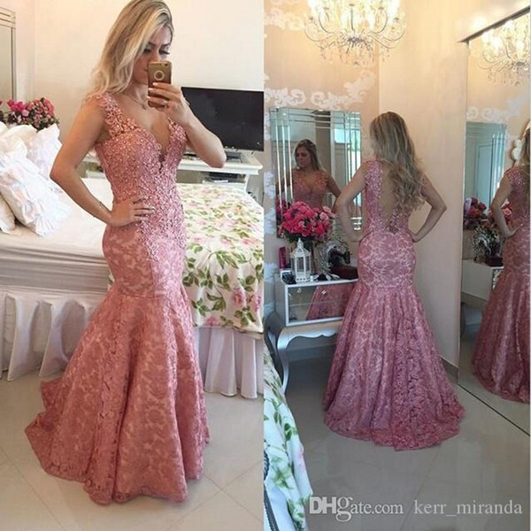 High Quality Long Cheap Real Pic Elegant Mermaid Evening Dresses Sexy V Neck Sheer Back Lace Prom Gowns Plus Size Party Dresses