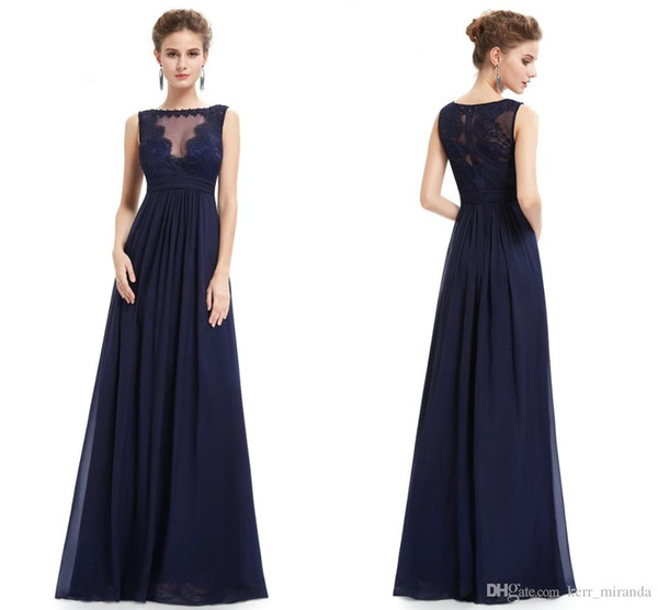 Navy Blue Evening Dresses Long Shoulder Elegant Temperament European And American Noble Shoulder Long Skirt Lace Bridesmaid Dresses DH4221