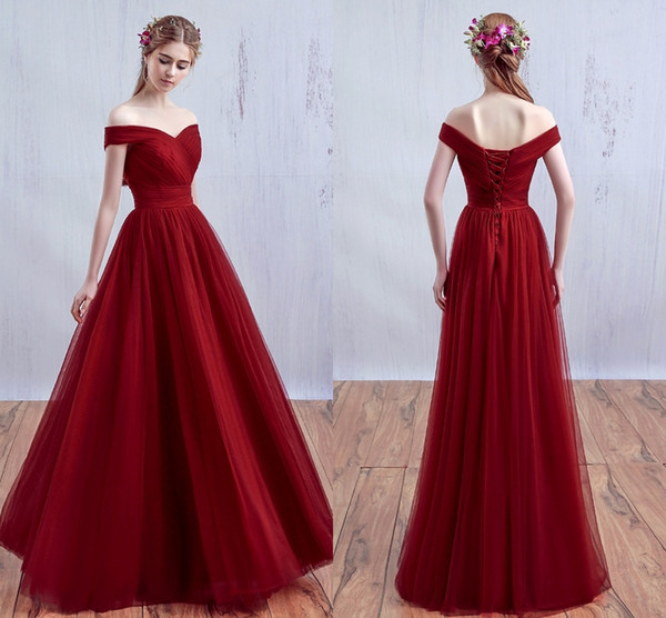 New Fashion Dresses Red Wine Long Spring And Summer A Shoulder To Prom Evening Dresses Bridesmaid Halter Straps HY120