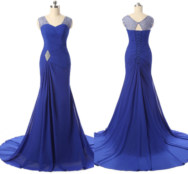 Formal Evening Dresses Blue Strapless Chiffon Slim Bride Long European And American Foreign Trade Party Dresses HY018