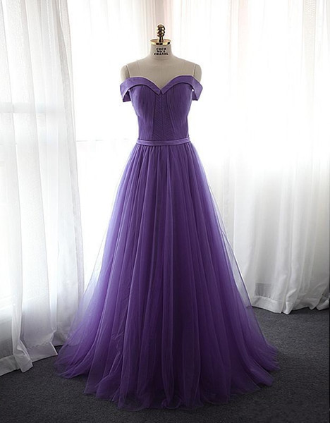 Custom Made Plus Size Lavender Evening Dresses Long Pleats Tulle Prom Gowns New Royal Blue Prom Patry Dresses