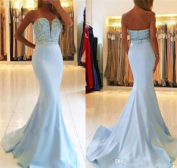 Summer Mermaid Backless Evening Dress Sweetheart Beaded Pageant Formal Holiday Wear Prom Party Gown Custom Made Plus Size