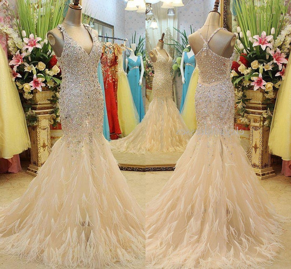 Custom Made Gorgeous Beaded Crystal Bodice Mermaid V Neckline Pageant Dresses/ Party Prom Evening Dresses HY127