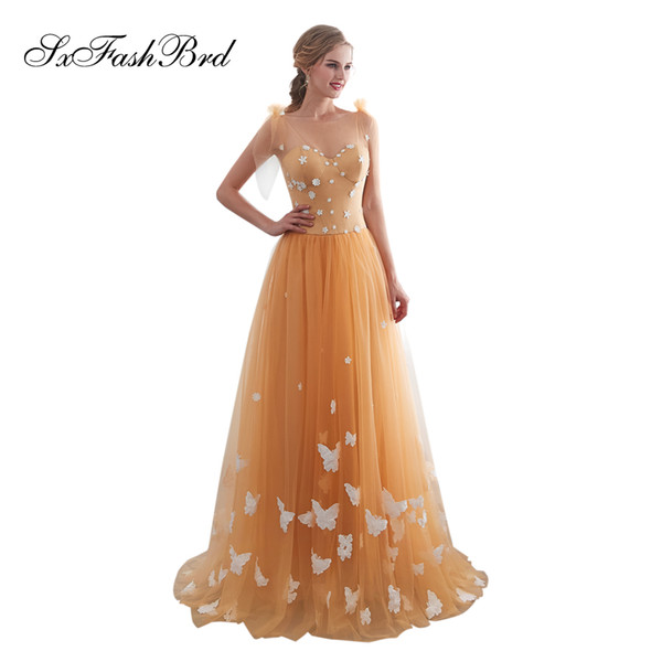 Elegant Dress V Neck Bows Flower A Line Tulle Long Party Formal Evening Dresses Women Prom Dress Gowns