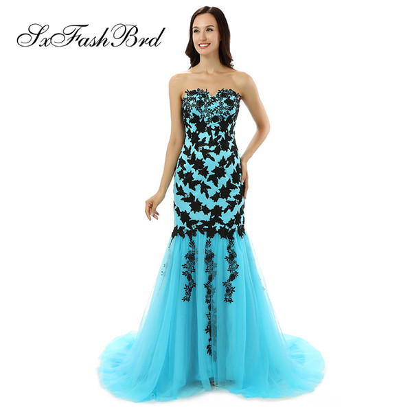 Fashion Elegant Sweetheart Mermaid With Appliques Tulle Long Party Formal Evening Dresses for Women Prom Dress Gowns