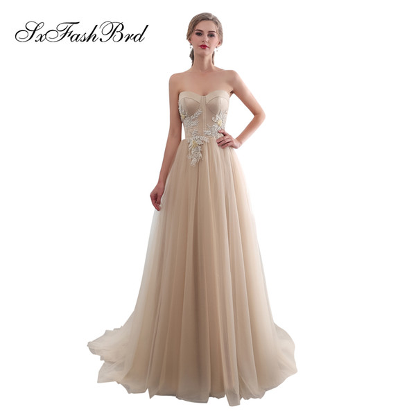 Elegant Dress Appliques Sweetheart A Line Tulle Long Party Formal Evening Dresses Women Special Occasion Prom Dress Gowns