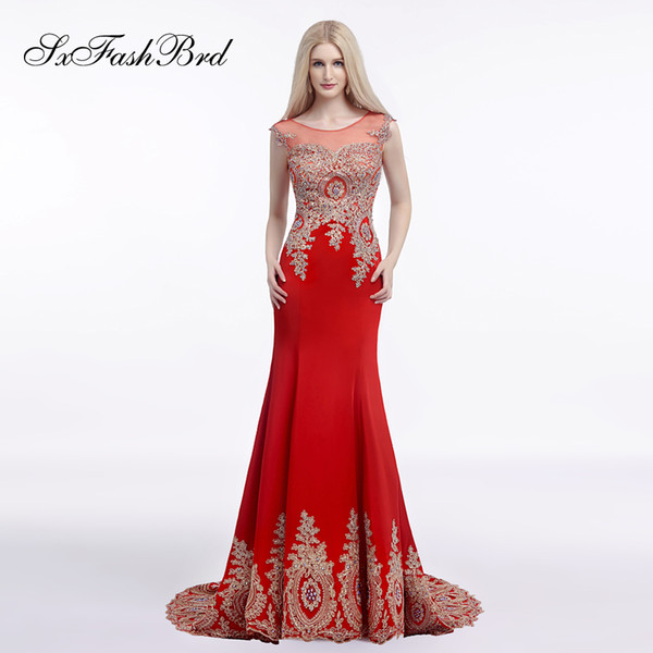 Elegant Dress O Neck With Appliques Beading Mermaid Chiffon Long Party Formal Evening Dresses Gowns Women Prom Dress