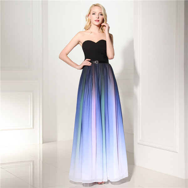 Fashion Elegant Sweetheart A Line Colorful Chiffon Long Party Formal Evening Dresses for Women Prom Dress Gowns