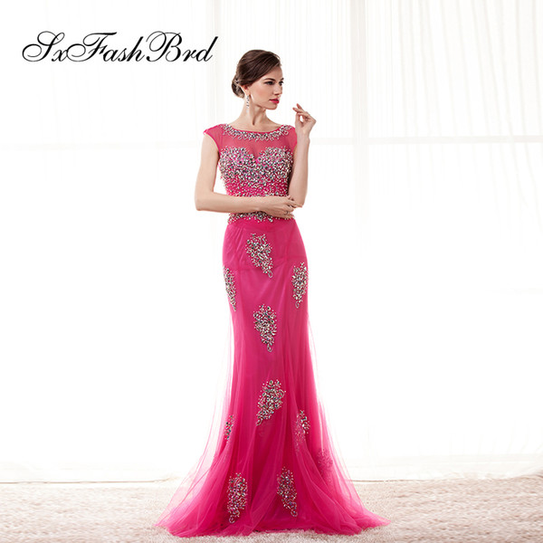 Dress Elegant O Neck Open Back Mermaid With Beading Floor Length Long Tulle Party Formal Evening Dresses Women Prom Dress