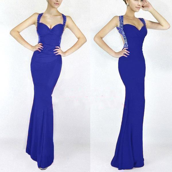 Sexy Backless Mermaid Prom Dresses Beads Sequins Sweetheart Neck Evening Party Dresses Vestido de Noche CPS052