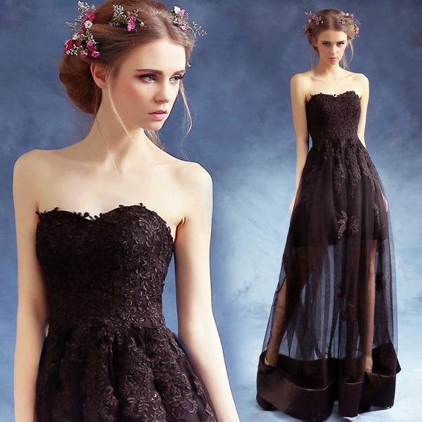 Sexy Black Evening Dress Sweetheart Sleeveless Lace-up Back Pleats Tulle with Applique Sexy Black Prom Dress Party Dresses Cheap