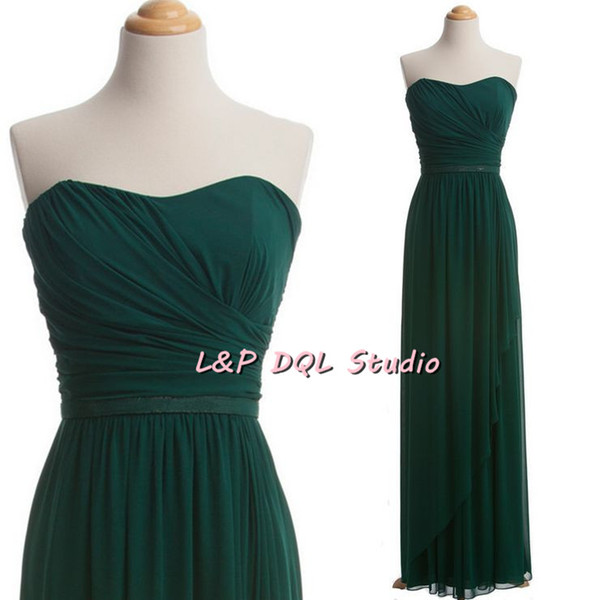 Sexy Dark Green Evening Dresses Pleats Chiffon Maxi Long Prom Dresses L&P DQL Studio Real Photos vestidos festa Evening Wear