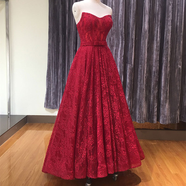 Dark Red Lace Evening Dresses Real Photos Backless Elegant Evening Formal Dresses Accept Custom MADE ogstuff