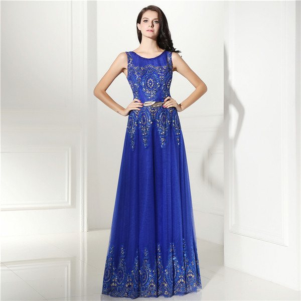 Royal Blue evening dresses appliques a line special occasion dress woman formal elegant evening dress prom