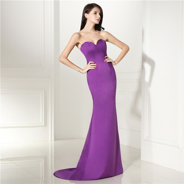 Satin evening dresses purple custom made elegant long dress evening woman modest plus size evening dress