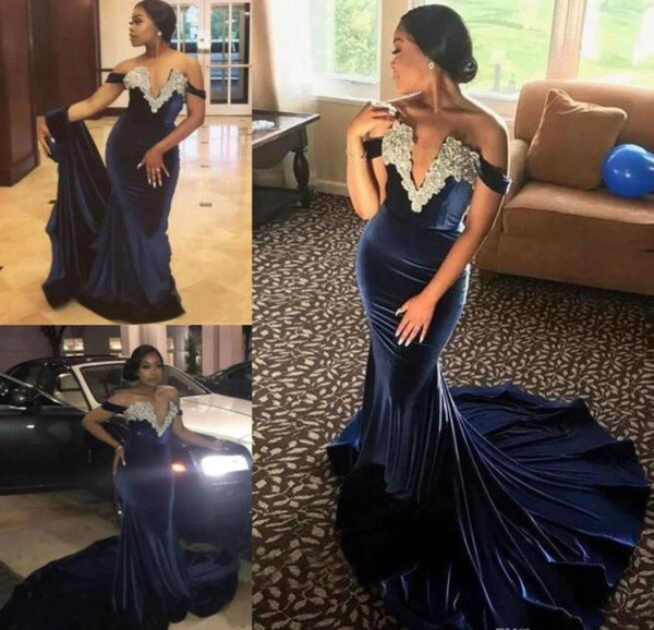 Long evening dresses velvet off shoulder v neck mermaid sexy evening gowns woman party prom dresses