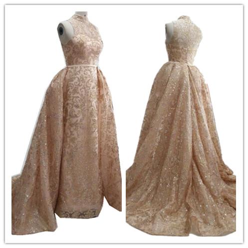 Champagne Evening Gowns Designer real picture luxury H&S Brand arabic woman formal evening prom dresses